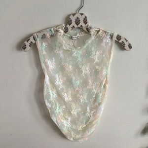 Free People Mock Neck Lace Tank